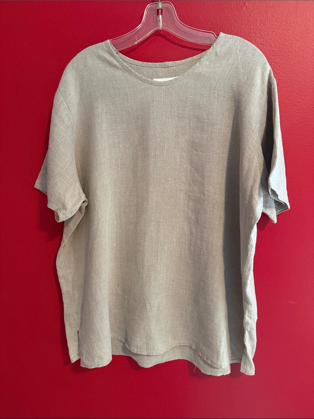 FLAX Natural Color Linen Short Sleeve Tee M
